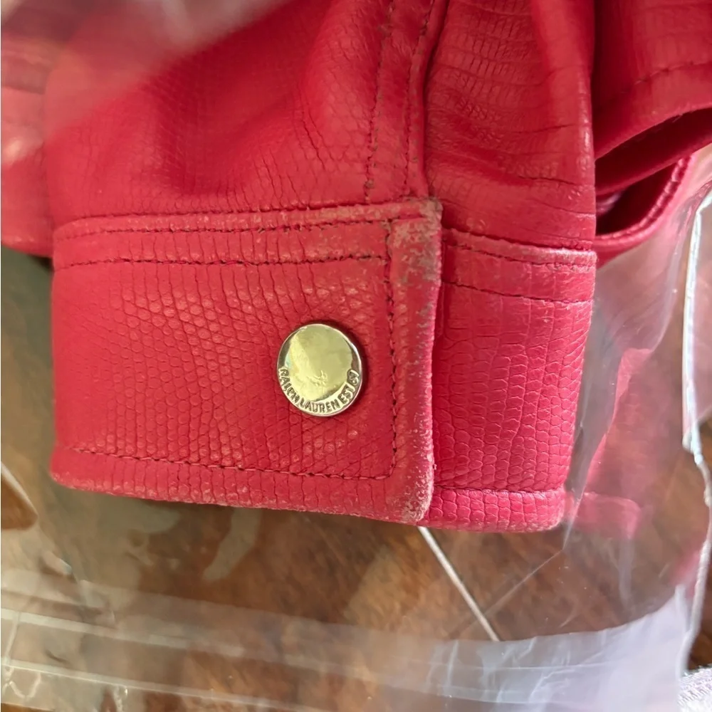 Vintage Ralph Lauren Black Label Hot Pink Leather Jacket Size 6